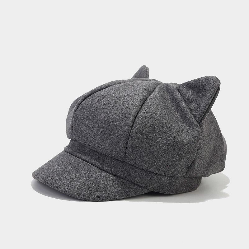 Women’s Cat Ear Newsboy Cap - Trendy & Playful Baker Boy Hat