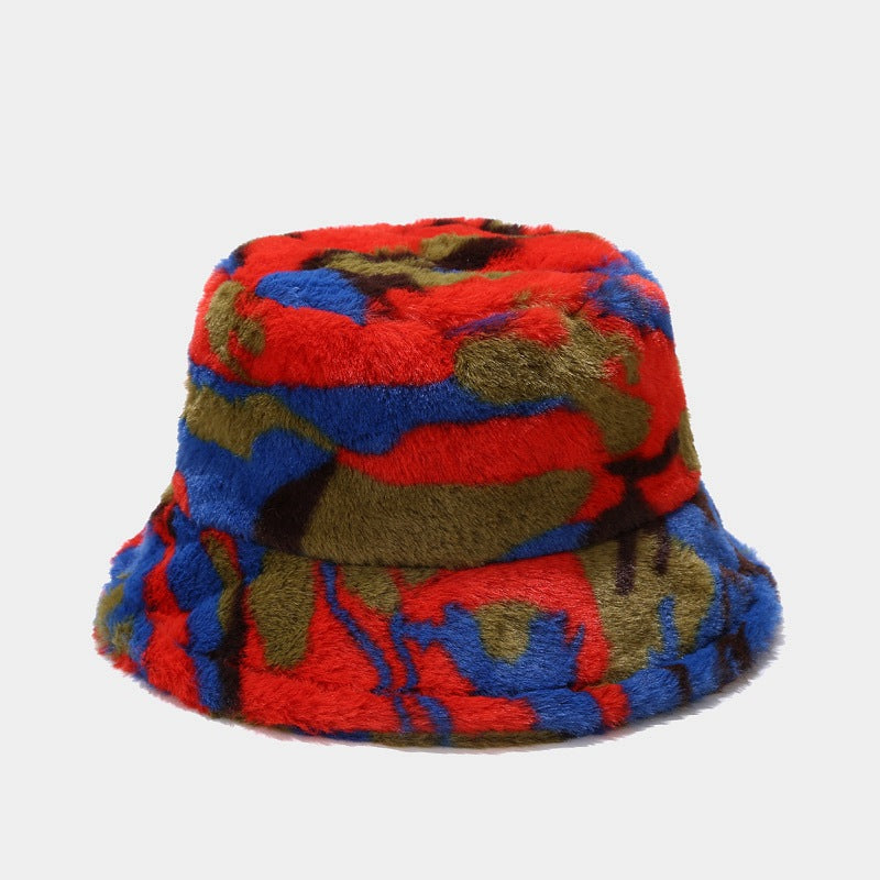 Women’s Faux Fur Patterned Bucket Hats - Bold and Vibrant Winter Headwear