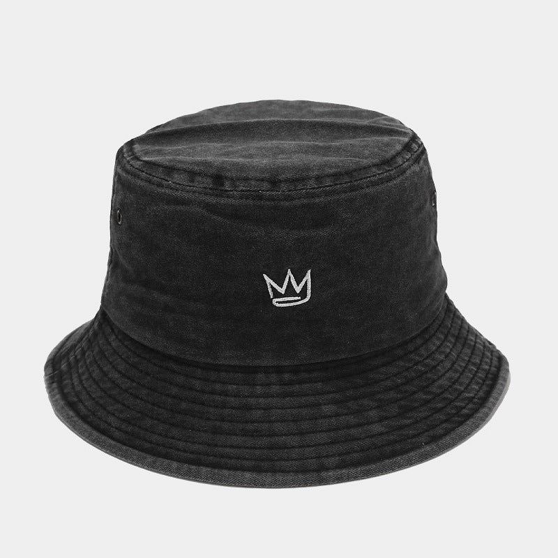 Washed Crown Bucket Hat | Vintage Embroidered Fisherman Cap