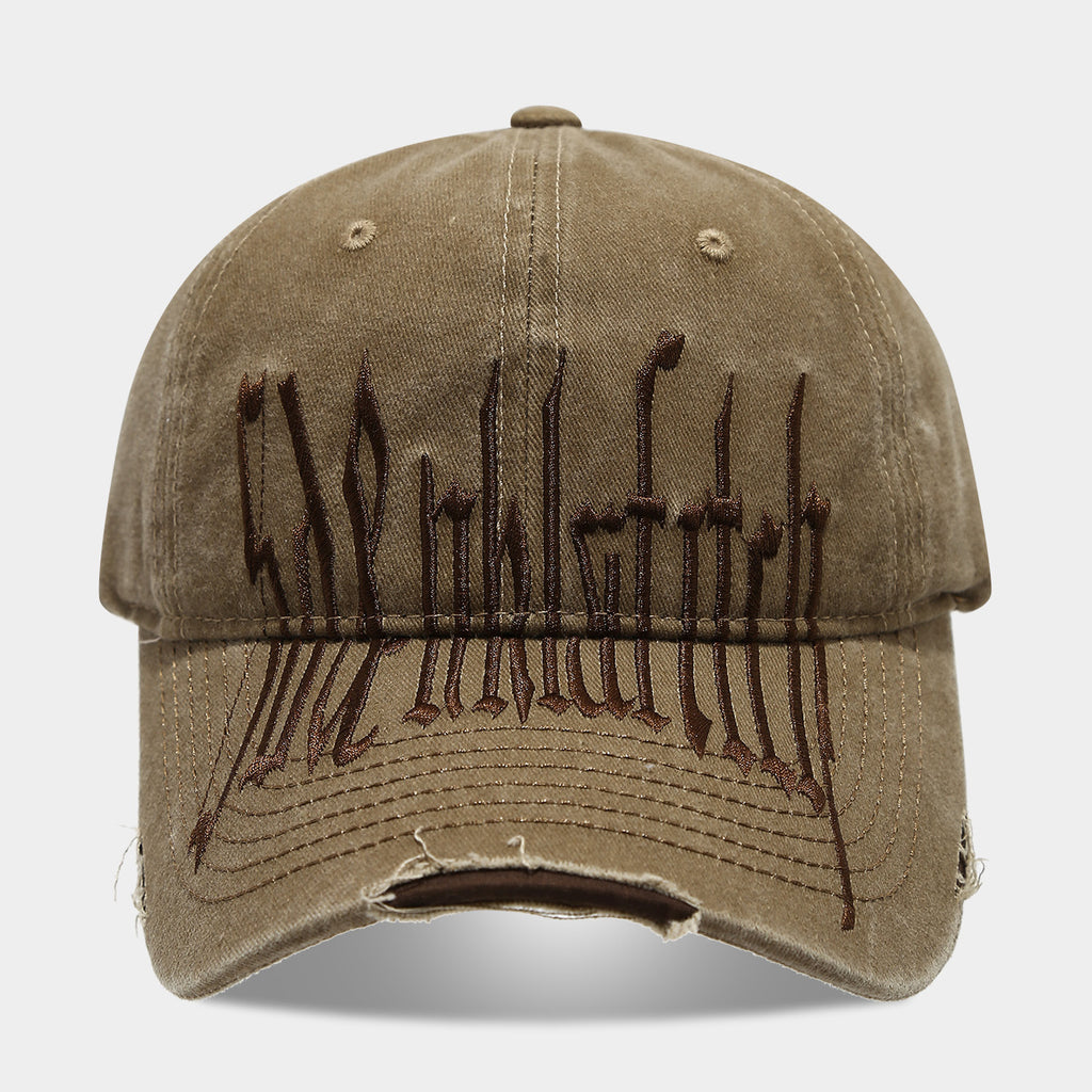 Vintage Washed Graffiti Baseball Cap | Distressed Embroidered Streetwear Hat | Byerclub