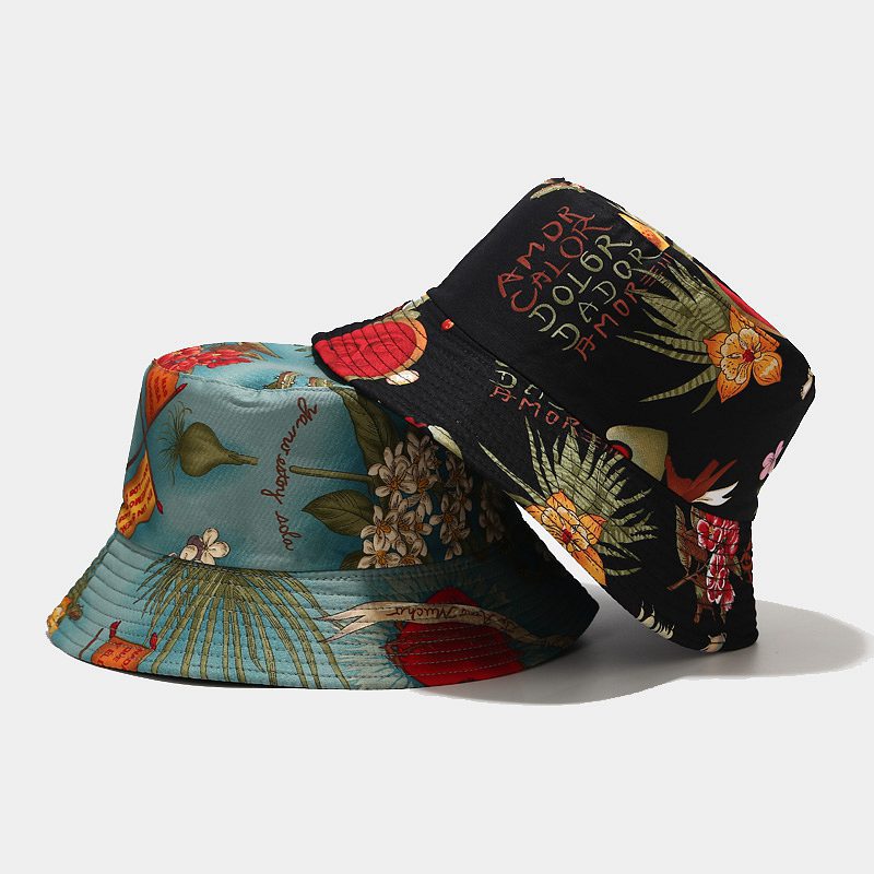 Byerclub Ocean & Plant Print Reversible Bucket Hat