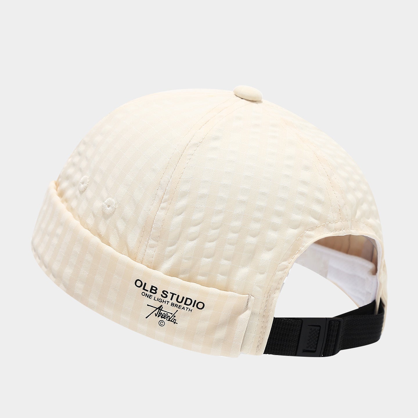 Vintage Grid Docker Cap | Adjustable Buckle Brimless Hat | Streetwear Miki Cap