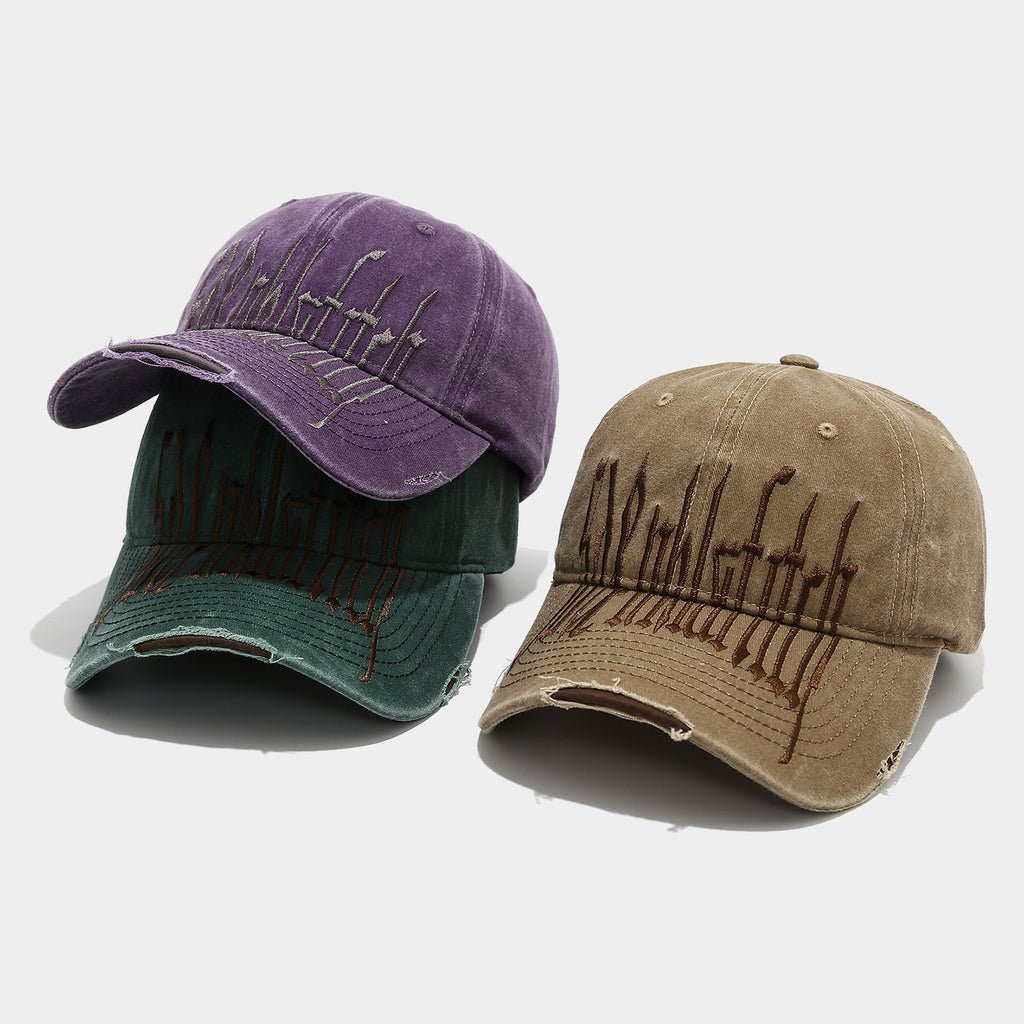 Vintage Washed Graffiti Baseball Cap | Distressed Embroidered Streetwear Hat | Byerclub