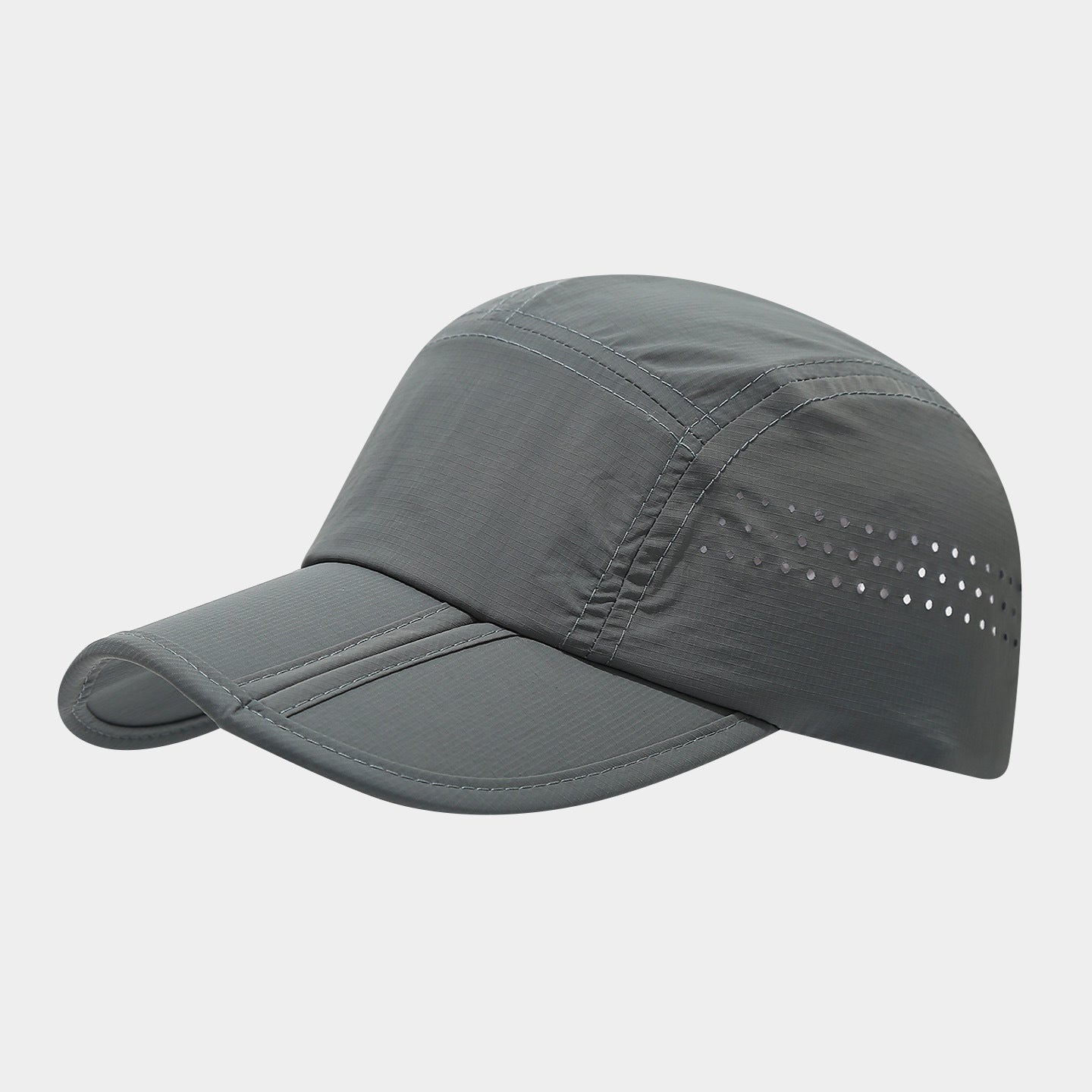 Lightweight Perforated Camp Cap | Quick-Dry Outdoor Baseball Hat | 5-Panel Nylon Cap