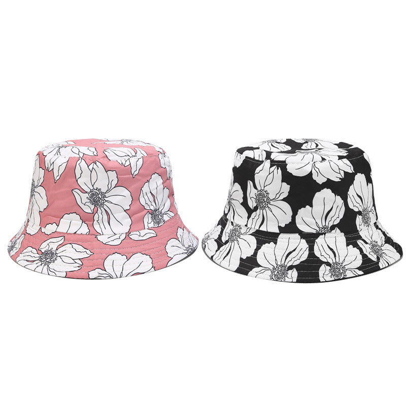 Floral Line Art Bucket Hat | 4-Color Reversible Fisherman Cap