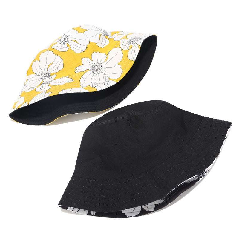 Floral Line Art Bucket Hat | 4-Color Reversible Fisherman Cap