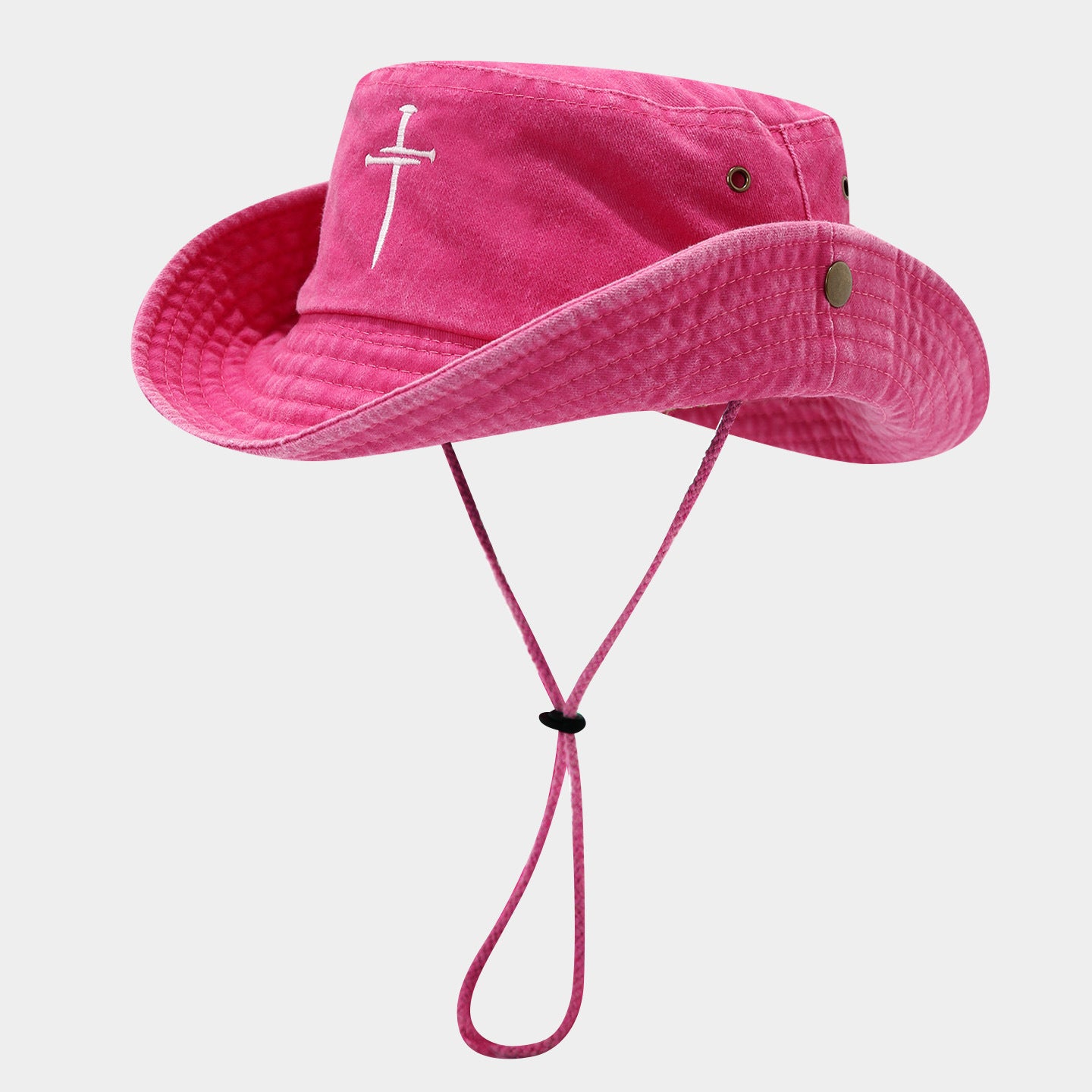 Washed Cross Bucket Hat | Vintage Cotton Fisherman Cap