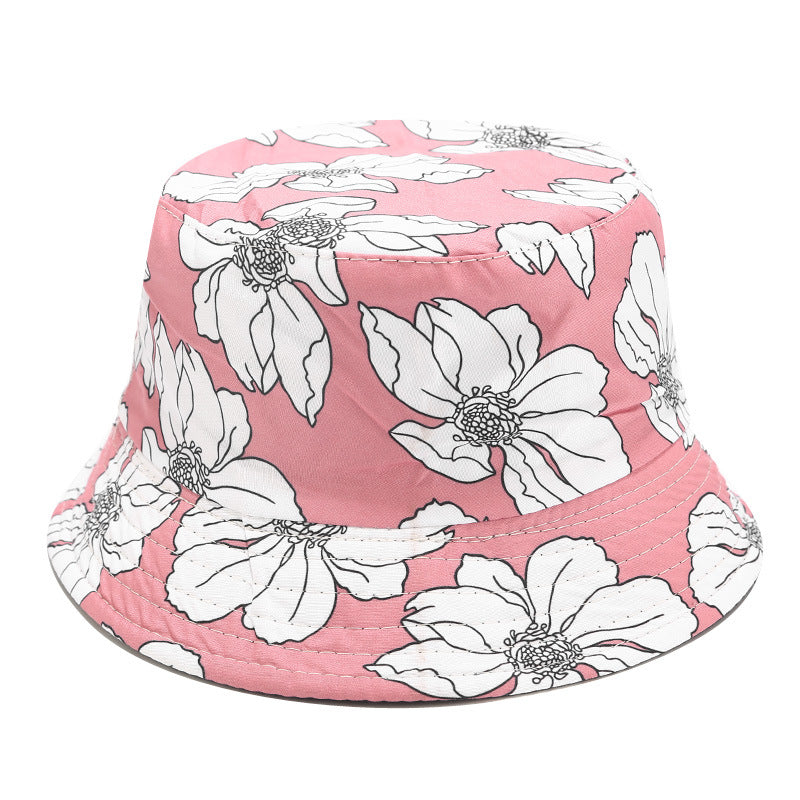 Floral Line Art Bucket Hat | 4-Color Reversible Fisherman Cap