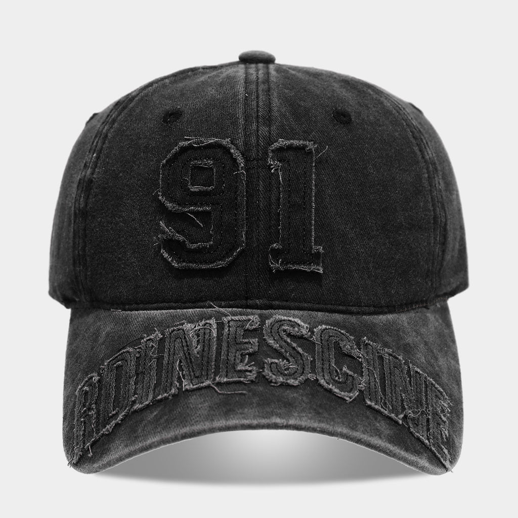 Vintage Washed "91" Baseball Cap | Distressed Embroidered Streetwear Hat | Byerclub