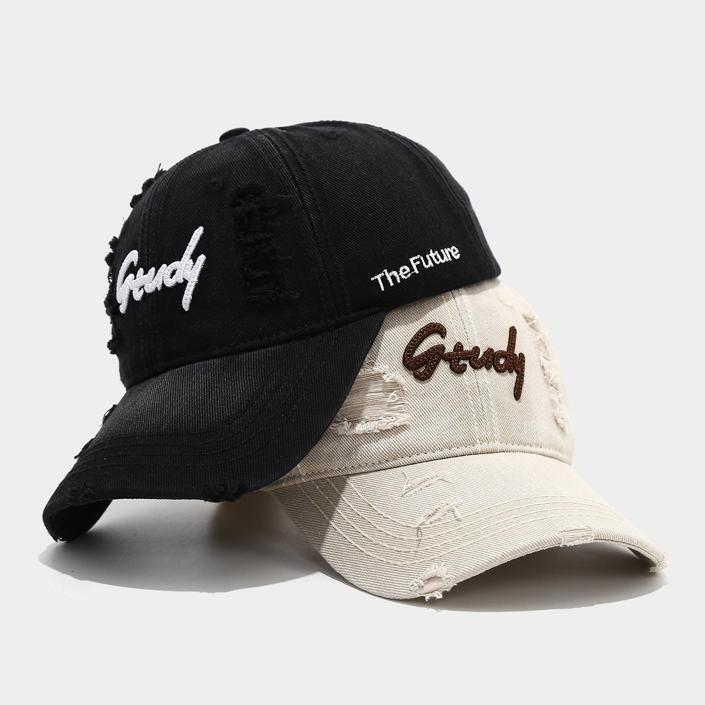 Distressed Grudy Embroidered Cap | Ripped Vintage Baseball Hat | Streetwear Destroyed Dad Cap