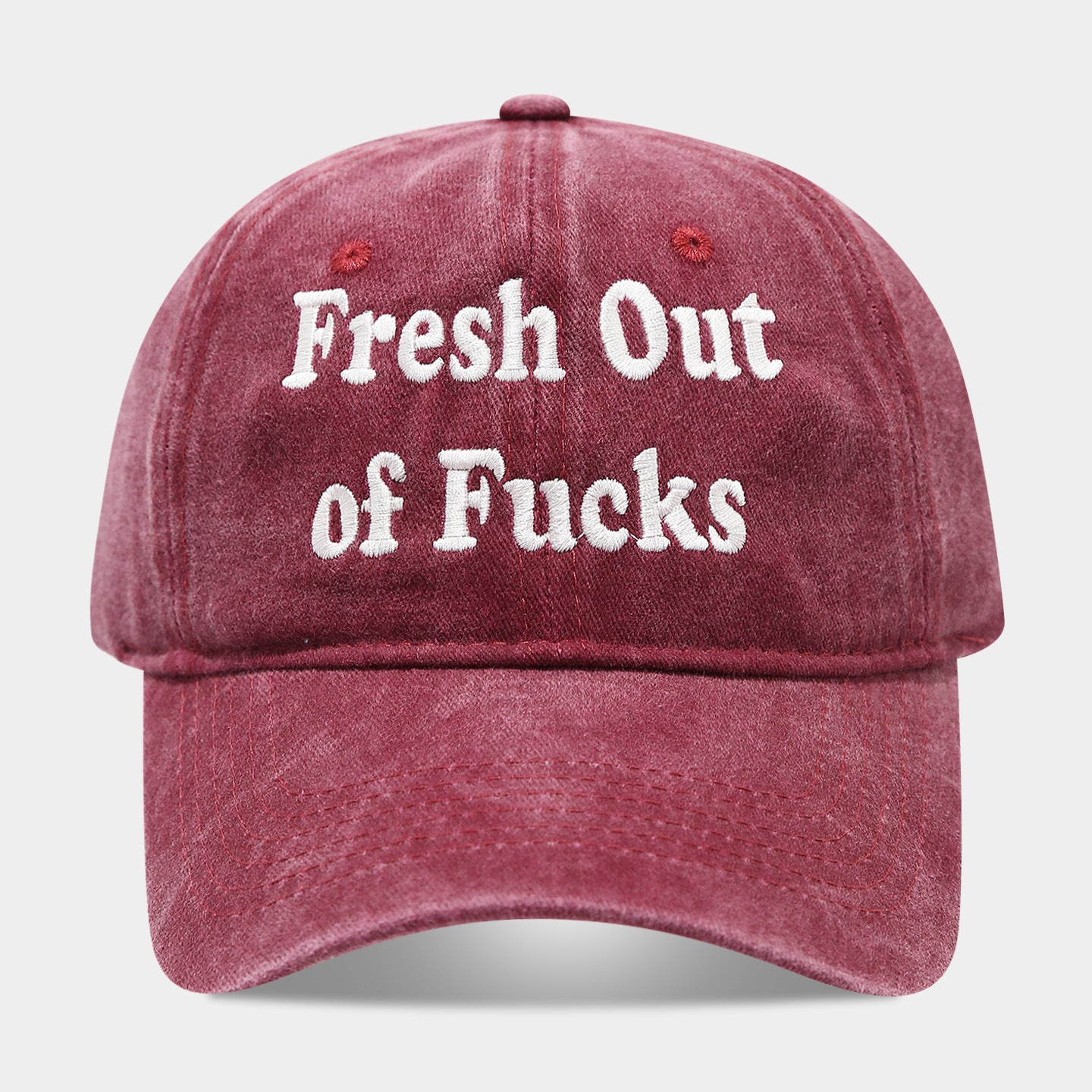 Fresh Out of Fucks Vintage Washed Baseball Cap | Gothic Embroidered Dad Hat | Byerclub