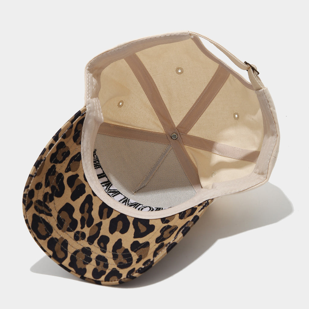 Leopard Brim Snapback Cap | "MOMO" Embroidered Baseball Hat | Y2K Streetwear Cap