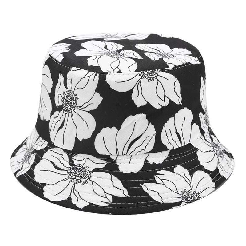 Floral Line Art Bucket Hat | 4-Color Reversible Fisherman Cap
