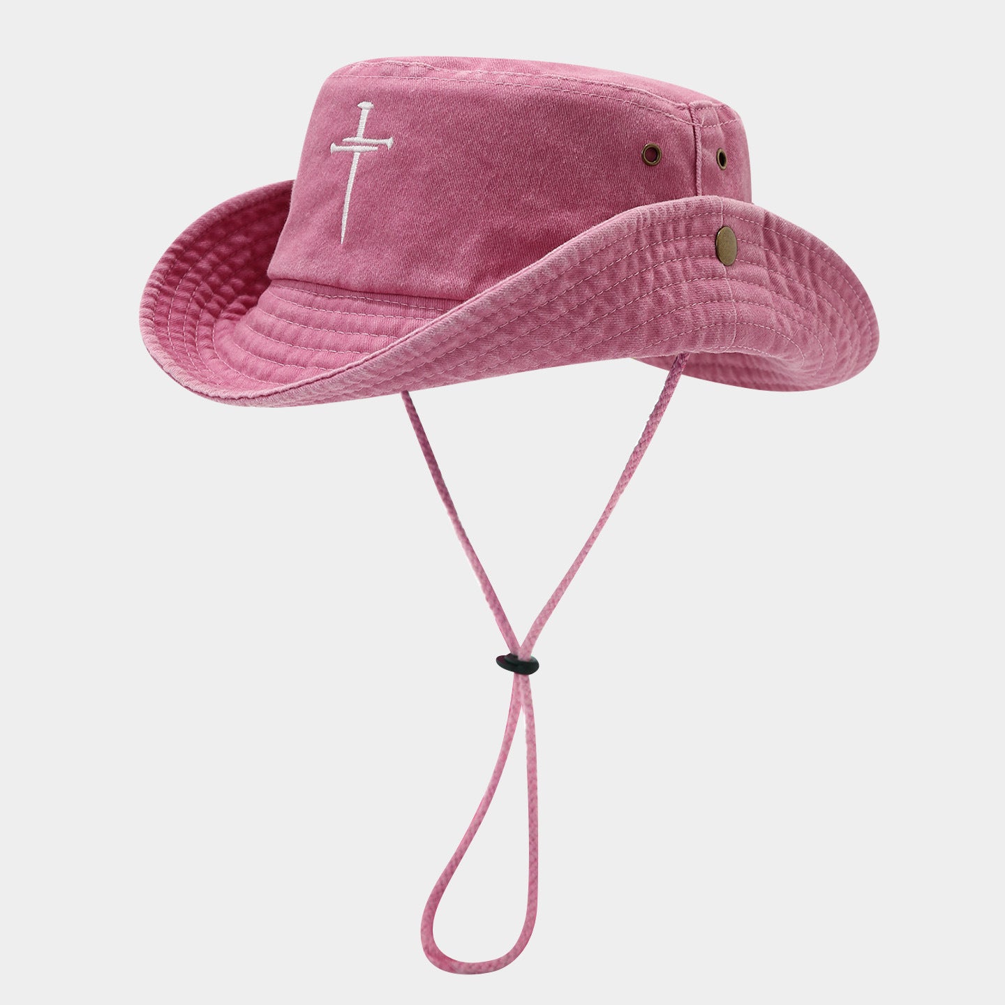 Washed Cross Bucket Hat | Vintage Cotton Fisherman Cap