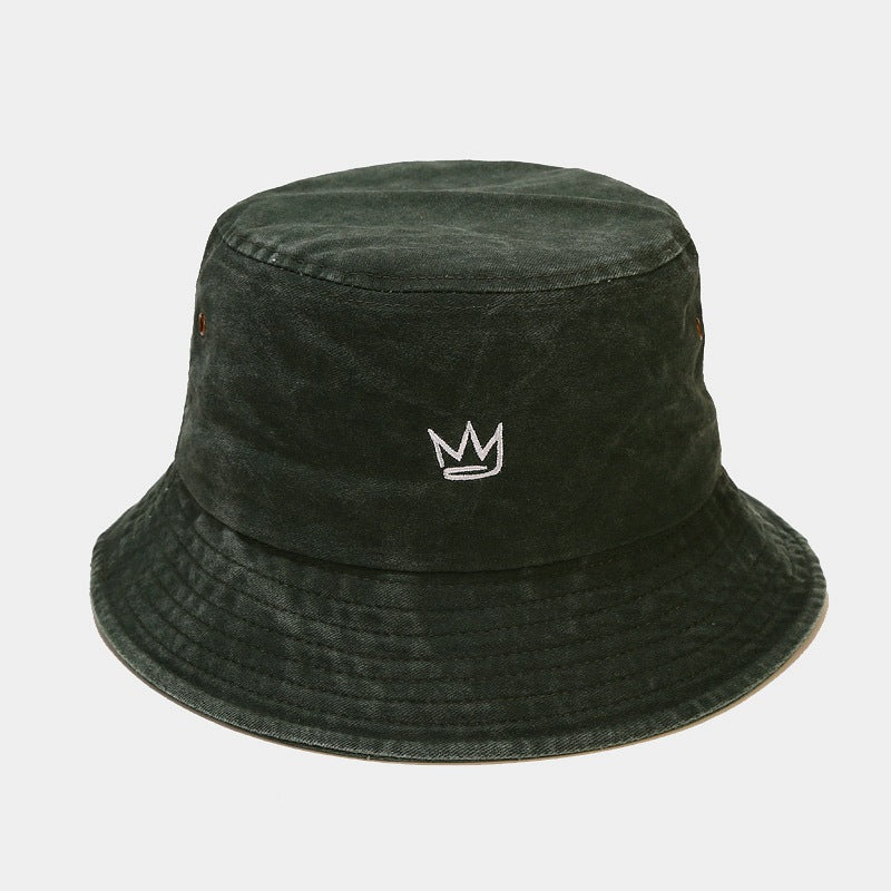 Washed Crown Bucket Hat | Vintage Embroidered Fisherman Cap