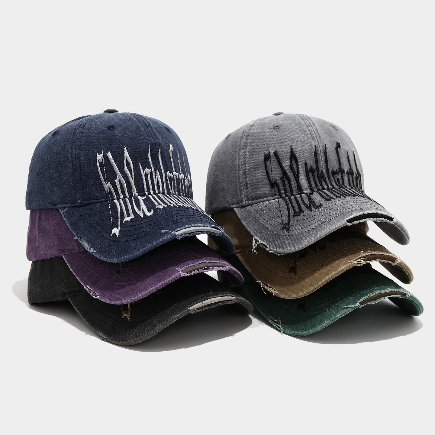 Vintage Washed Graffiti Baseball Cap | Distressed Embroidered Streetwear Hat | Byerclub