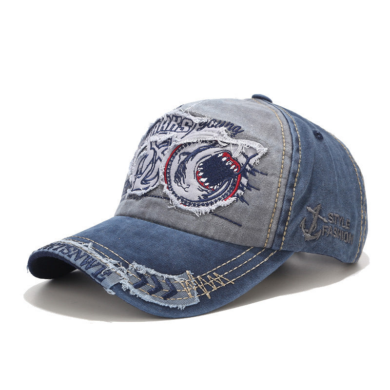 Byerclub Vintage Shark Embroidered Baseball Cap
