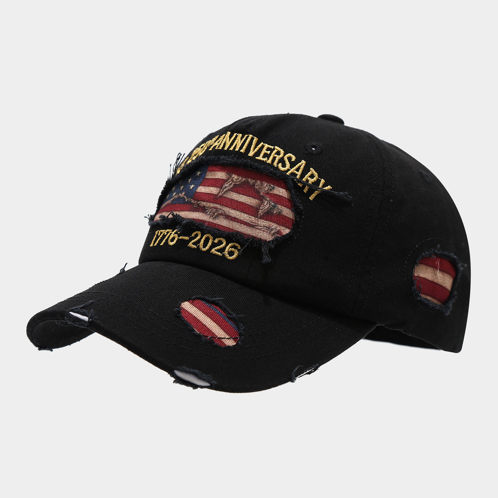 US 250th Anniversary Distressed Denim Cap | Vintage Flag Patch Baseball Hat | Byerclub