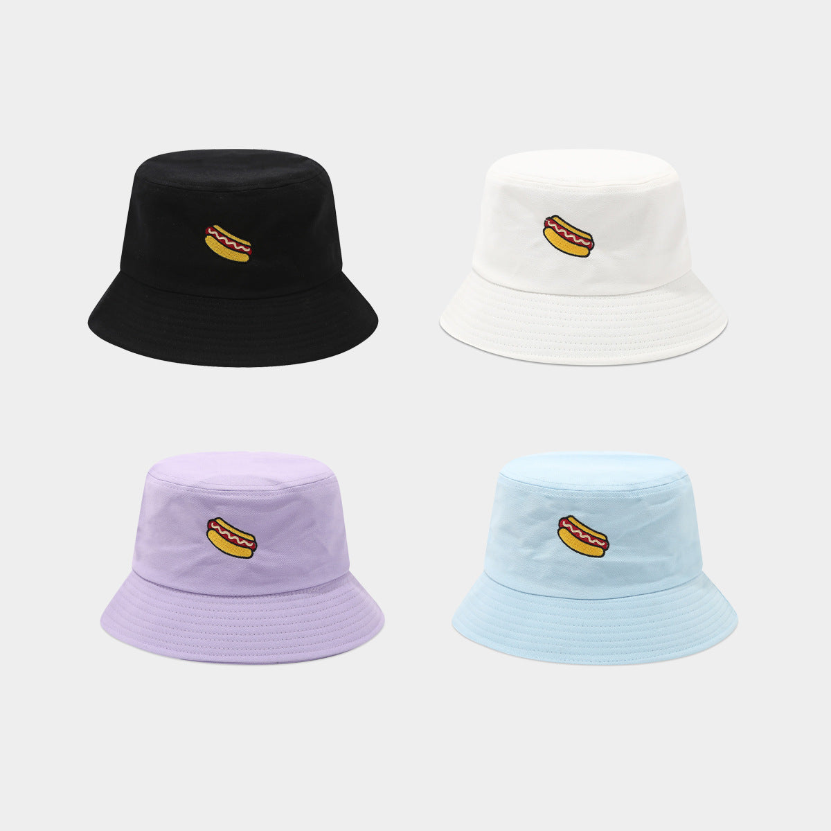 Hot Dog Bucket Hat | 5-Color Embroidered Fisherman Cap