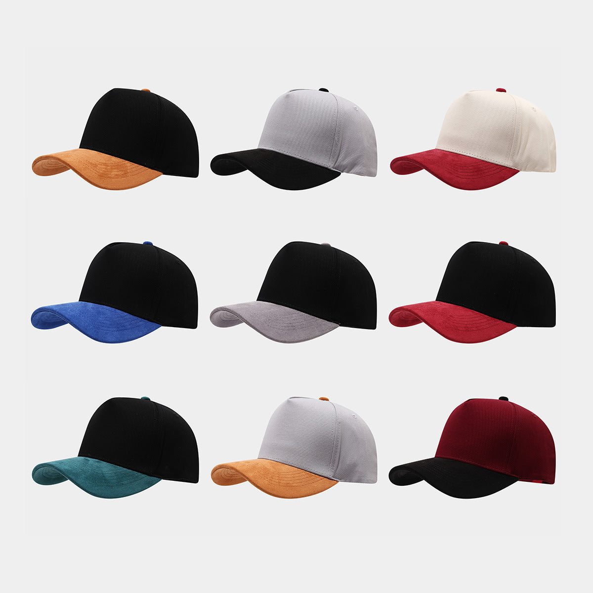 Vintage Two-Tone Baseball Cap – Cotton Suede Brim Dad Hat, 9 Color Combos | Byerclub