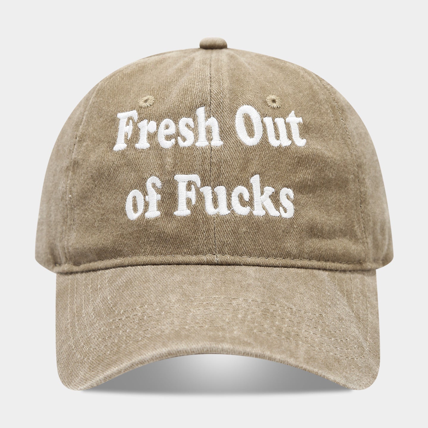 Fresh Out of Fucks Vintage Washed Baseball Cap | Gothic Embroidered Dad Hat | Byerclub