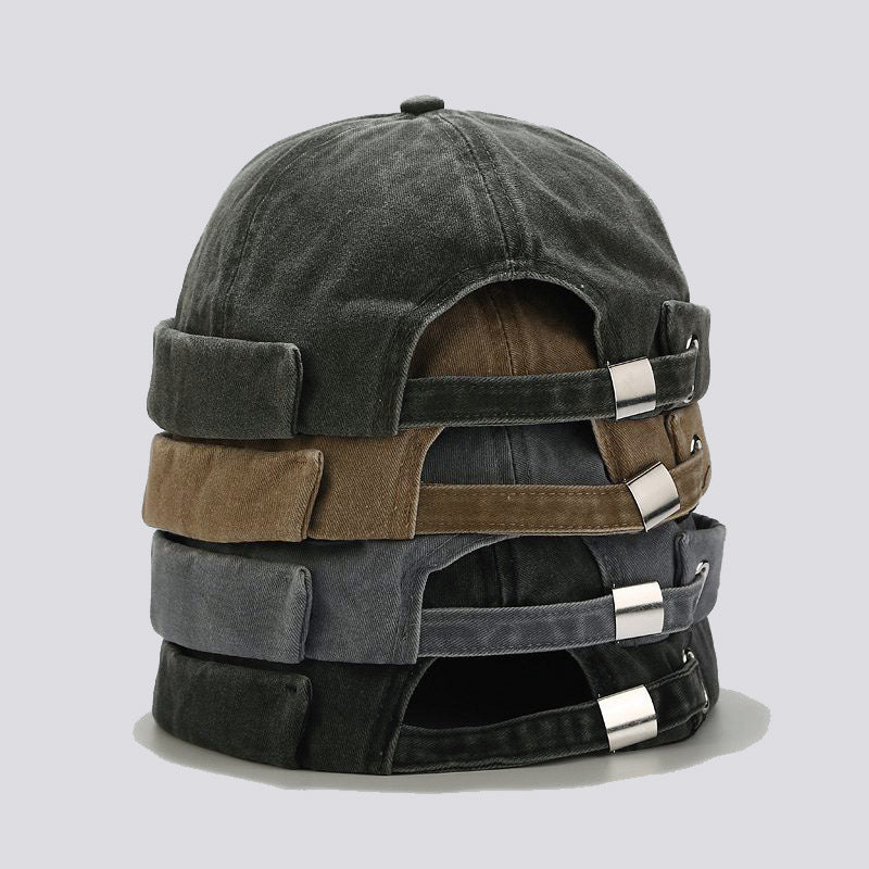Vintage Washed Docker Cap | 4-Color Brimless Sailor Hat