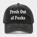 Fresh Out of Fucks Vintage Washed Baseball Cap | Gothic Embroidered Dad Hat | Byerclub