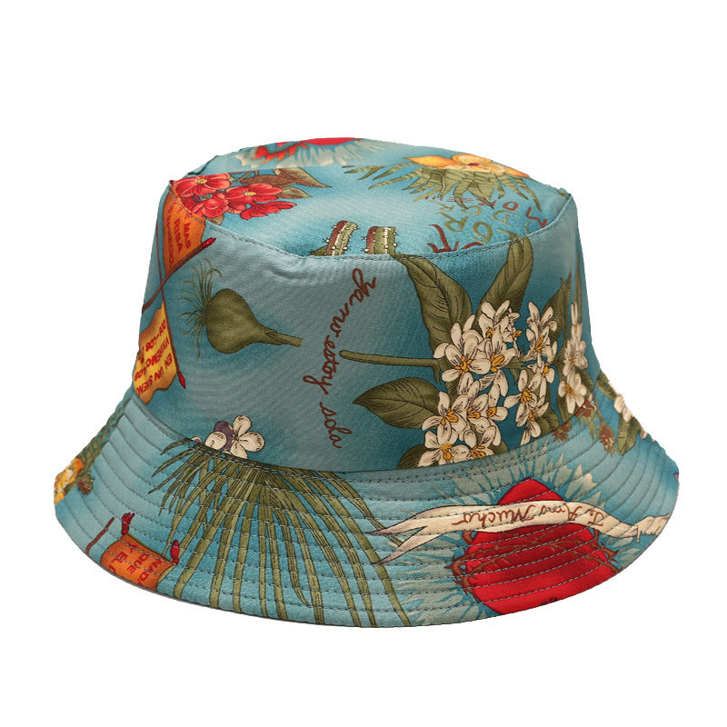 Byerclub Ocean & Plant Print Reversible Bucket Hat