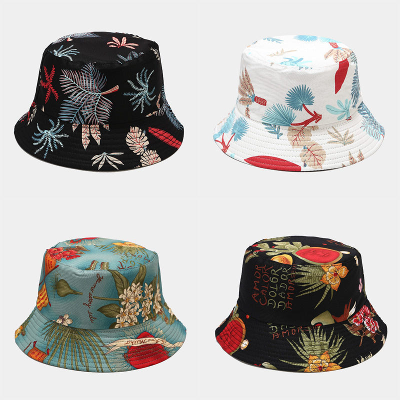 Byerclub Ocean & Plant Print Reversible Bucket Hat
