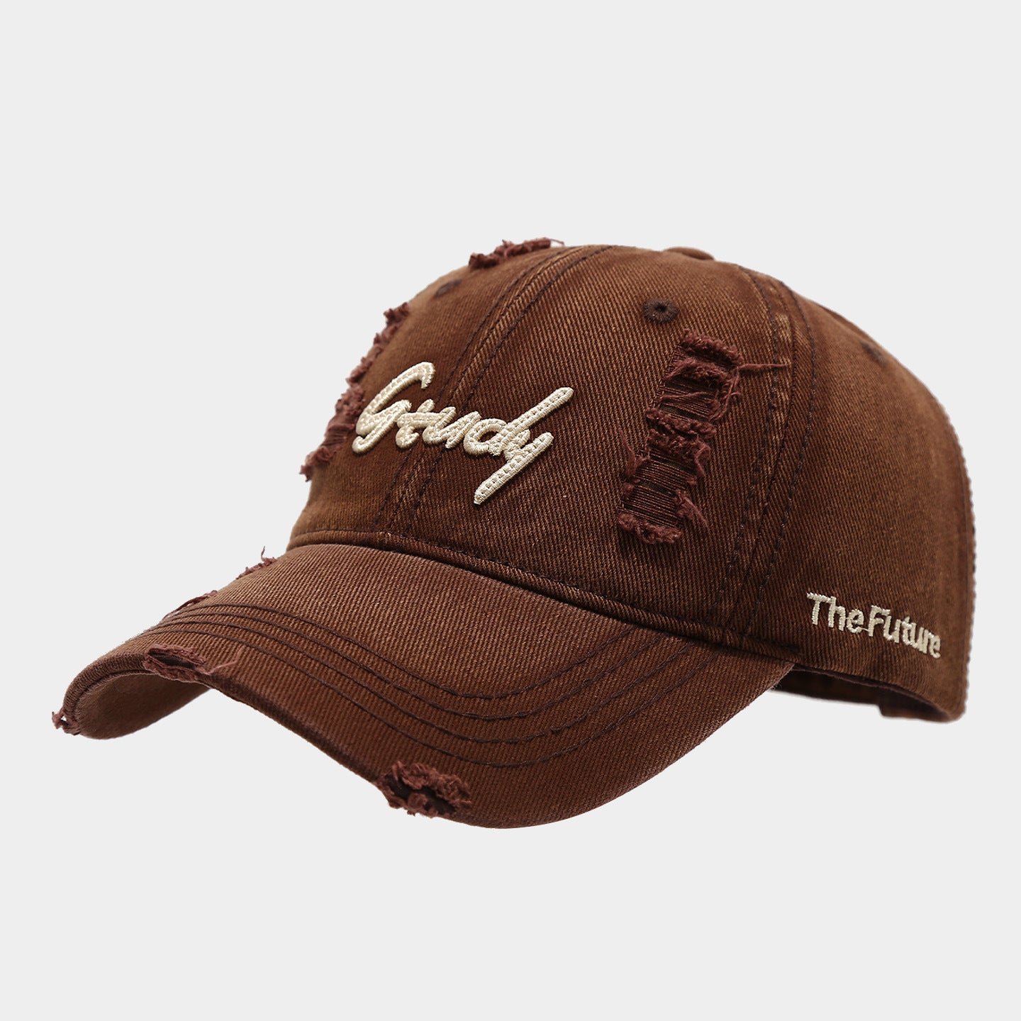 Distressed Grudy Embroidered Cap | Ripped Vintage Baseball Hat | Streetwear Destroyed Dad Cap