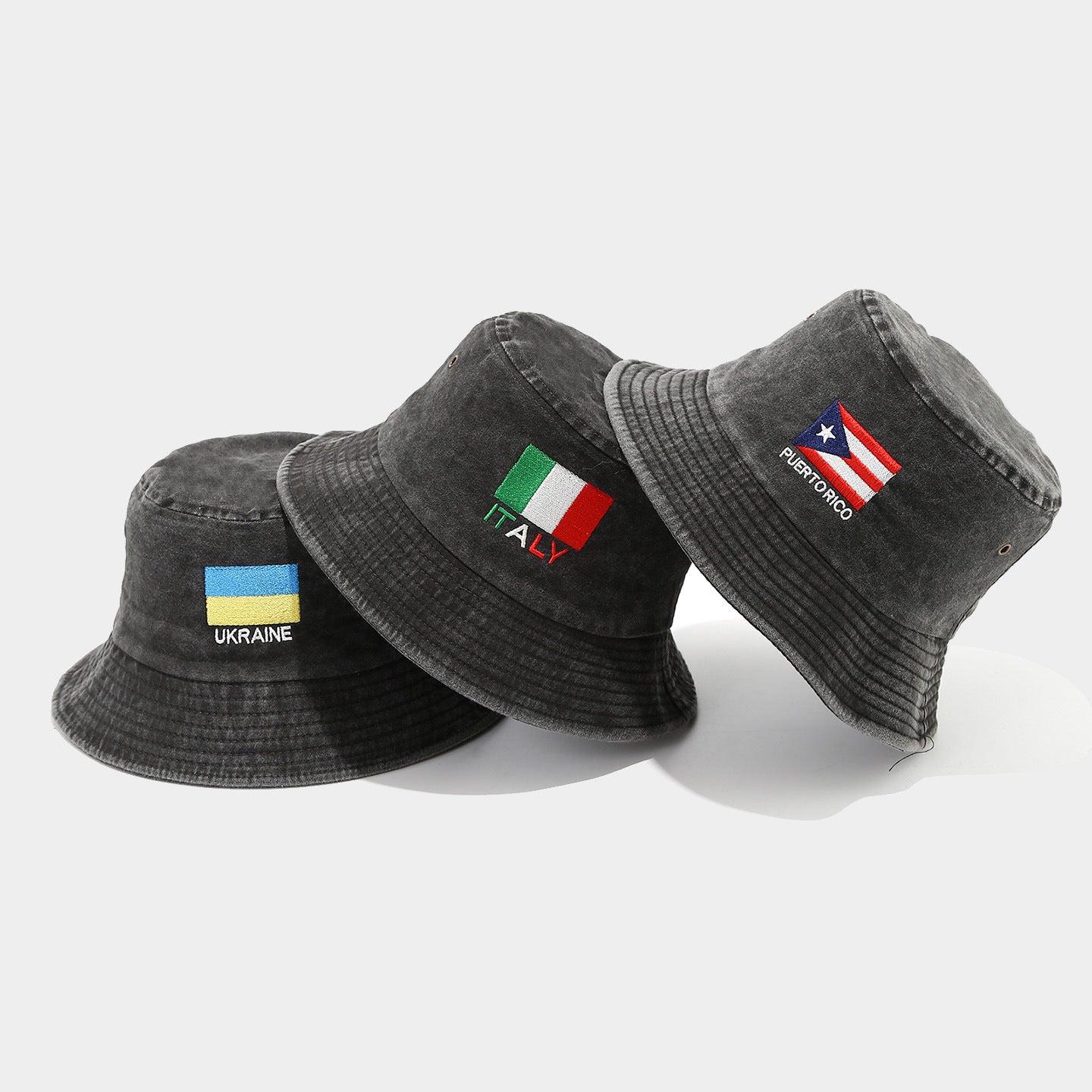Vintage Flag Embroidery Bucket Hat | Washed Cotton Fisherman Cap | Byerclub