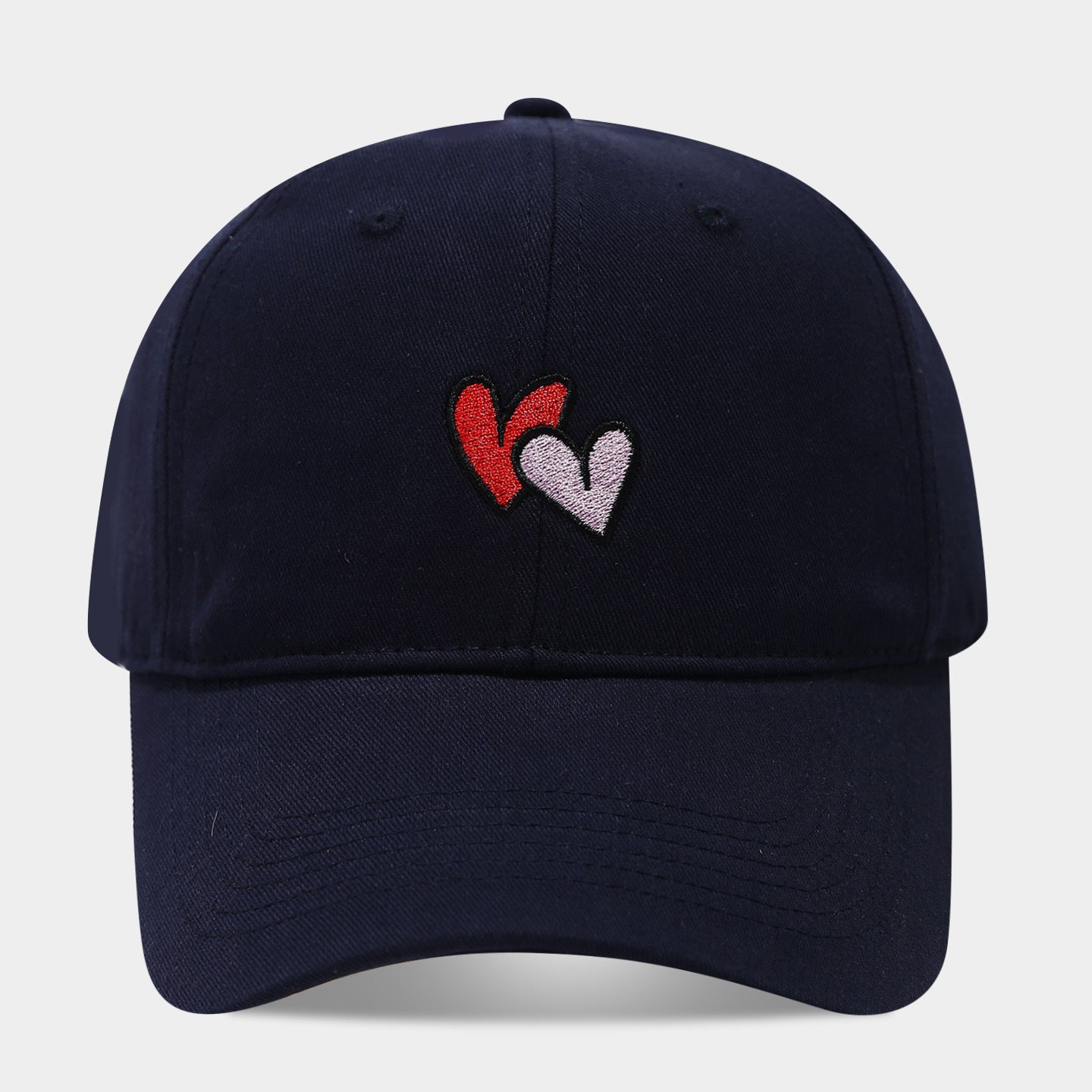 Double Heart Embroidered Washed Dad Cap | Cute Vintage Baseball Hat | Y2K Couple Cap