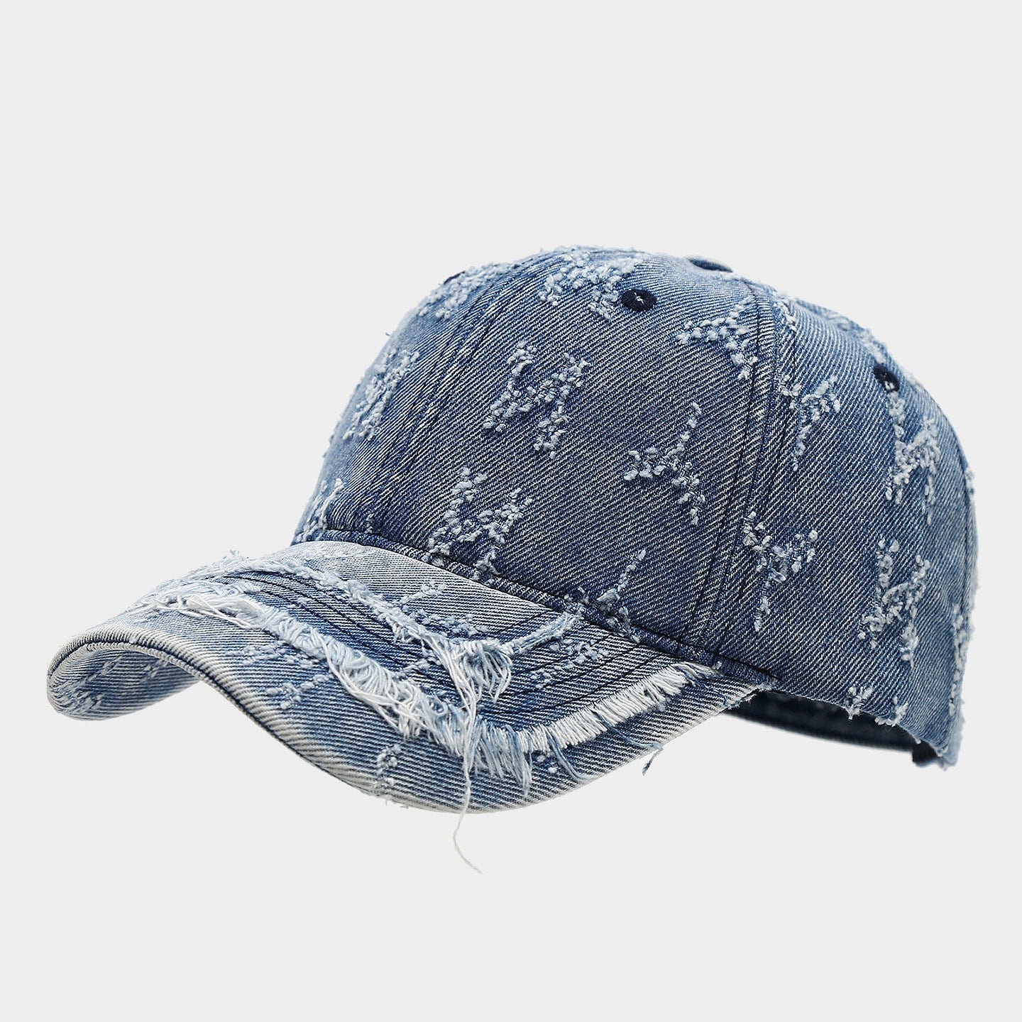 Distressed Embroidered Denim Cap | Vintage Frayed Streetwear Hat | Byerclub