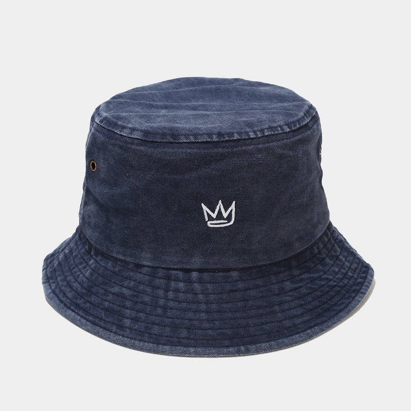 Washed Crown Bucket Hat | Vintage Embroidered Fisherman Cap
