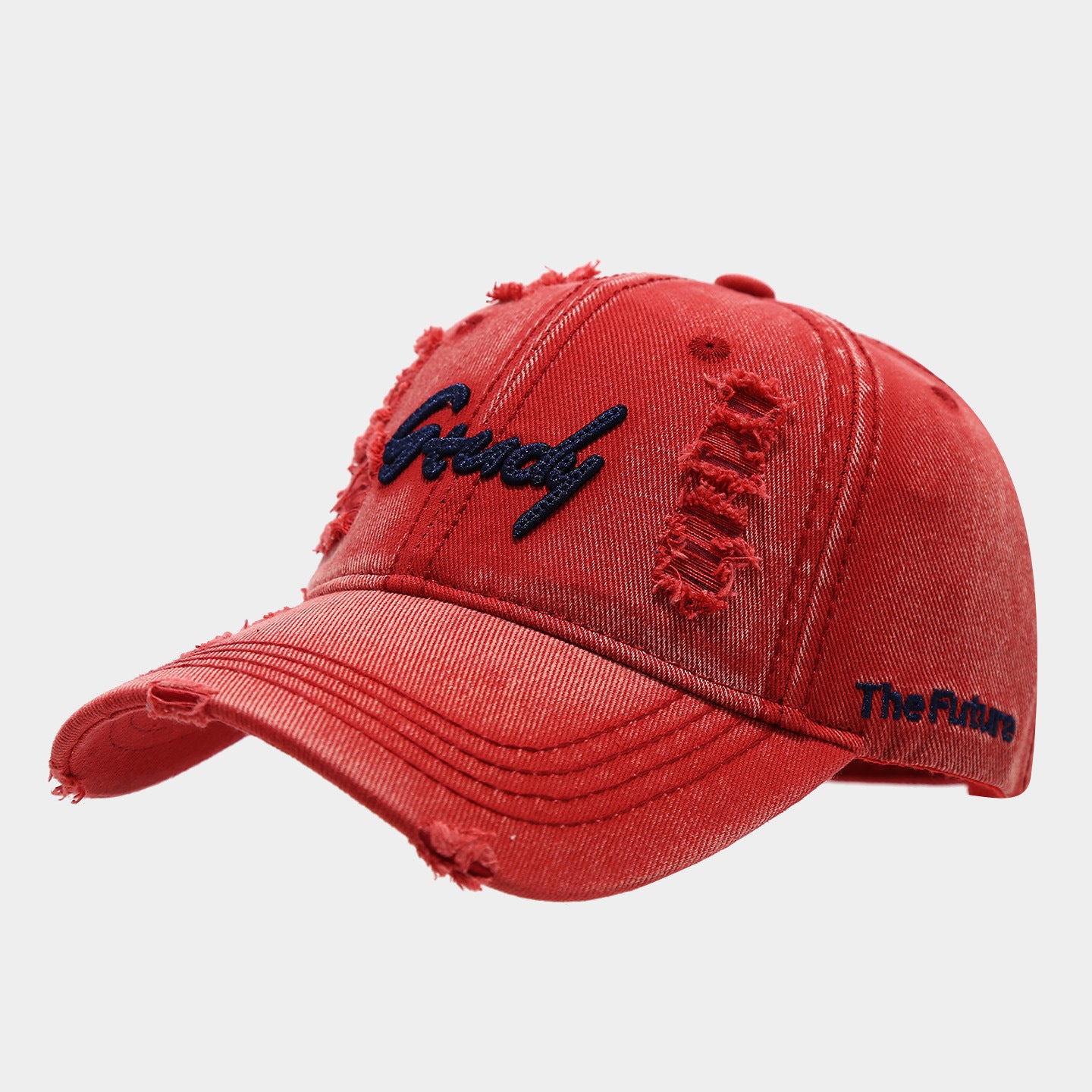 Distressed Grudy Embroidered Cap | Ripped Vintage Baseball Hat | Streetwear Destroyed Dad Cap