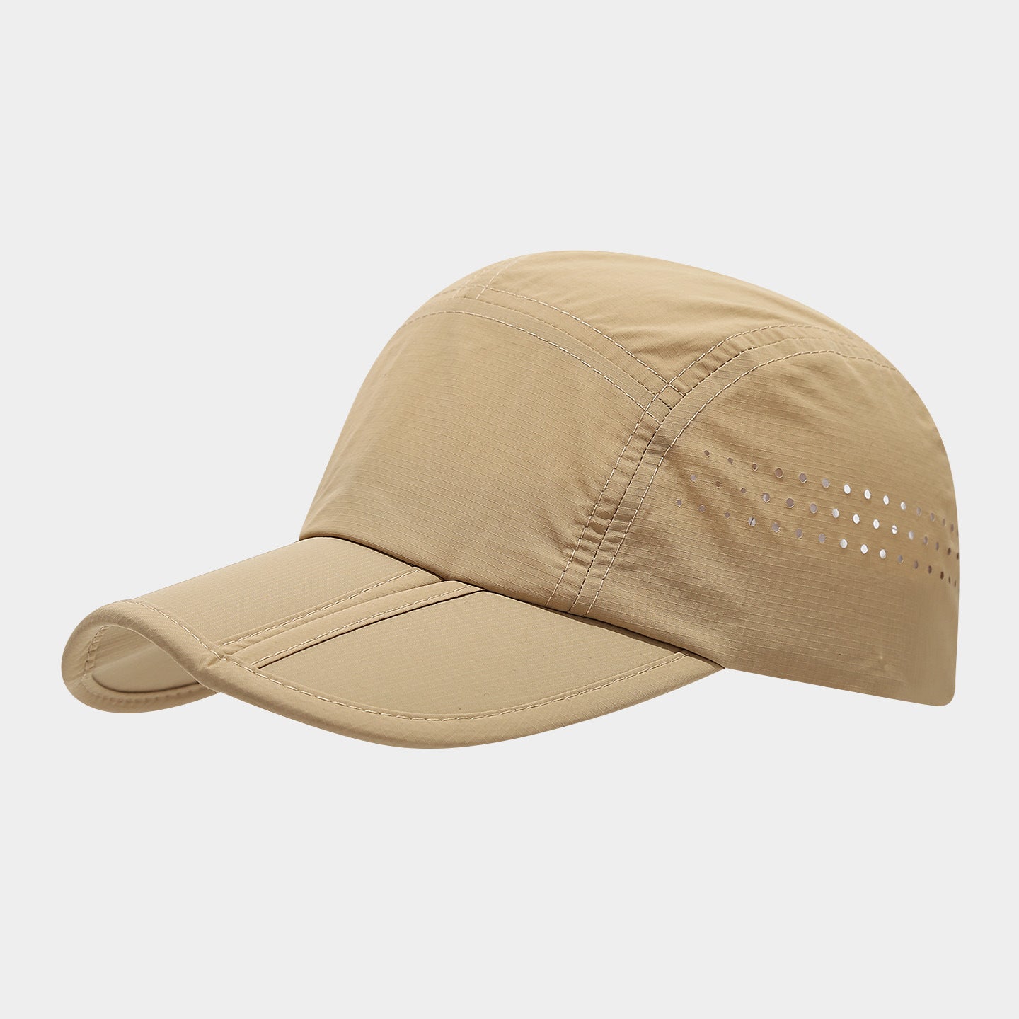Lightweight Perforated Camp Cap | Quick-Dry Outdoor Baseball Hat | 5-Panel Nylon Cap