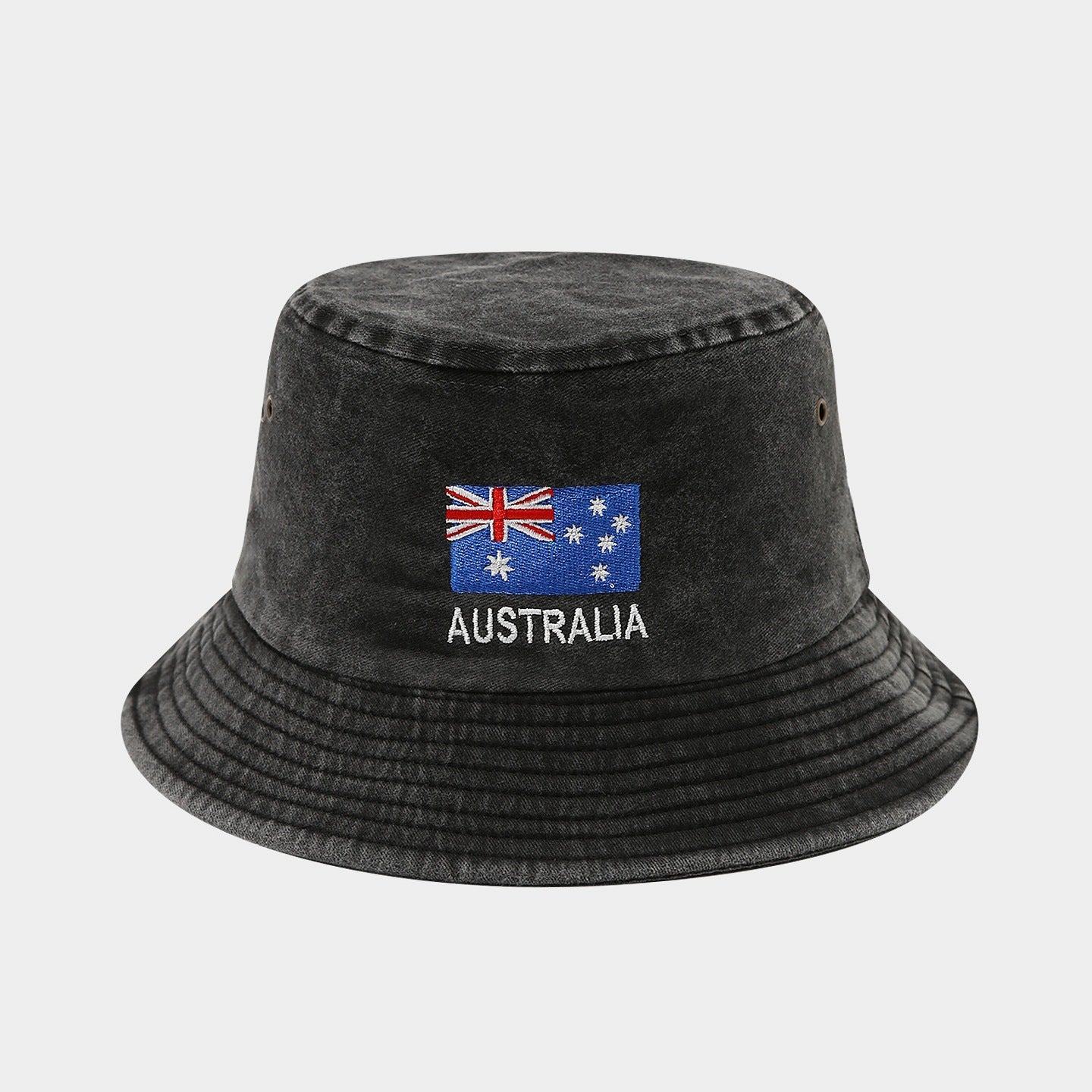 Vintage Flag Embroidery Bucket Hat | Washed Cotton Fisherman Cap | Byerclub