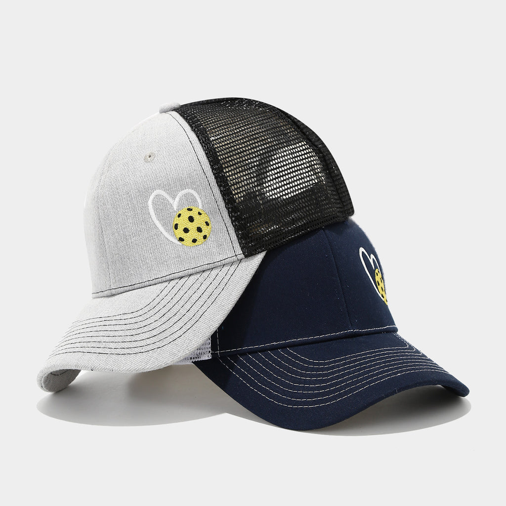 Pickleball Heart Trucker Hat – Mesh Back Sports Cap for Pickleball Lovers | Byerclub