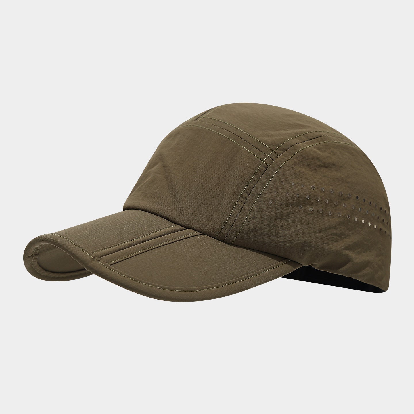 Lightweight Perforated Camp Cap | Quick-Dry Outdoor Baseball Hat | 5-Panel Nylon Cap