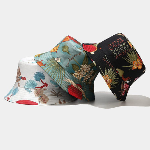 Byerclub Ocean & Plant Print Reversible Bucket Hat