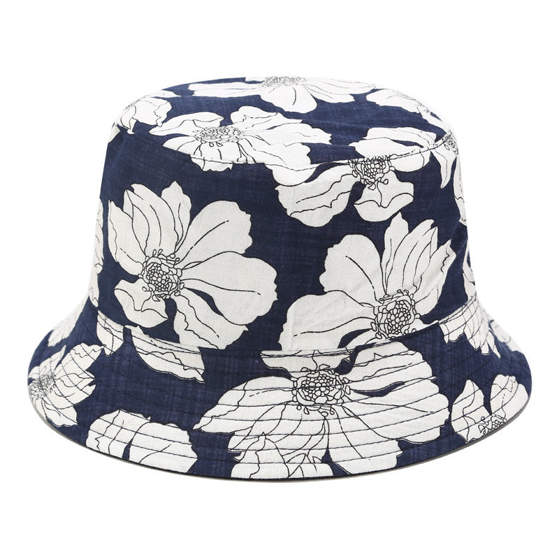 Floral Line Art Bucket Hat | 4-Color Reversible Fisherman Cap
