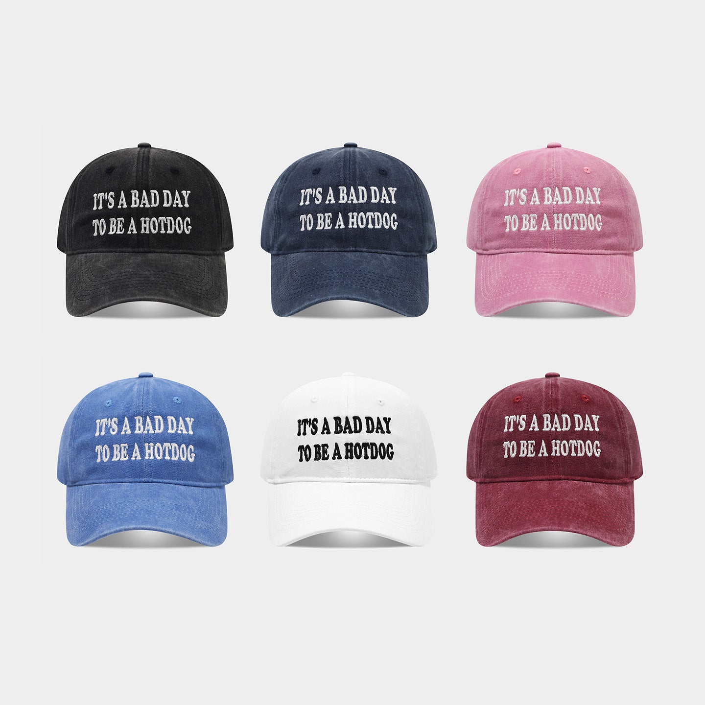 It's a Bad Day to Be a Hotdog Vintage Washed Baseball Cap | Funny Embroidered Dad Hat | 6 Colors