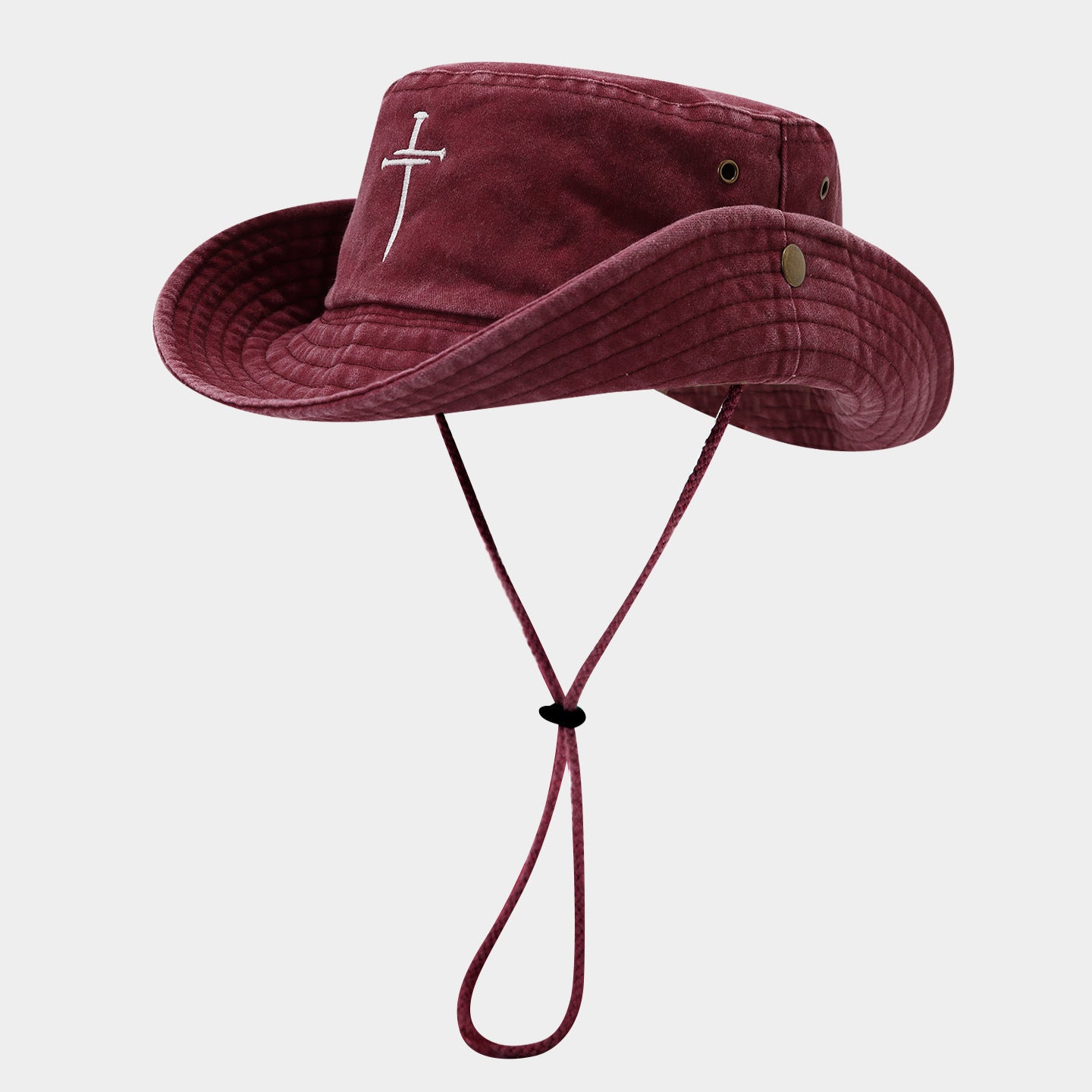 Washed Cross Bucket Hat | Vintage Cotton Fisherman Cap