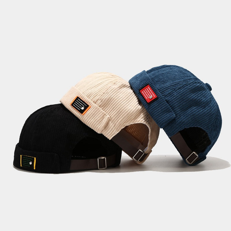 Unisex Corduroy Docker Caps with Adjustable Strap - Trendy and Versatile Hats