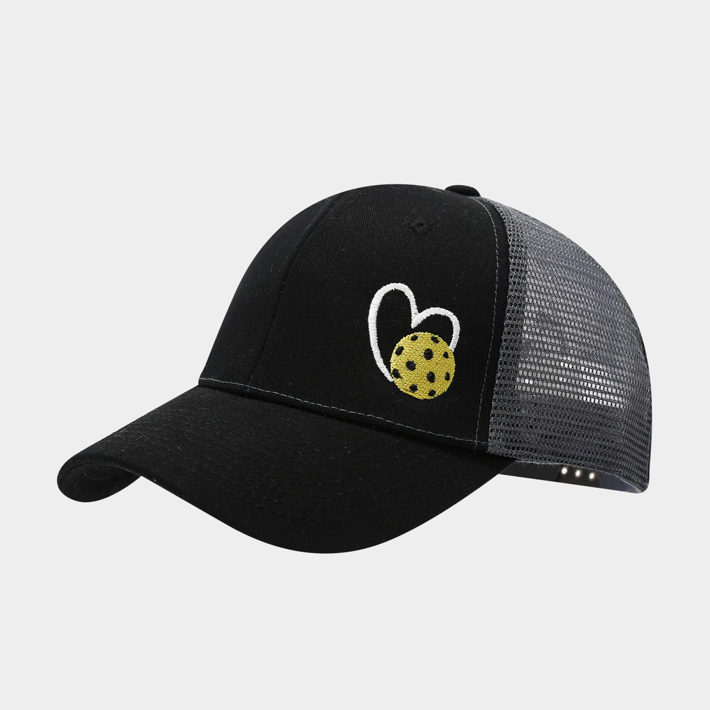Pickleball Heart Trucker Hat – Mesh Back Sports Cap for Pickleball Lovers | Byerclub