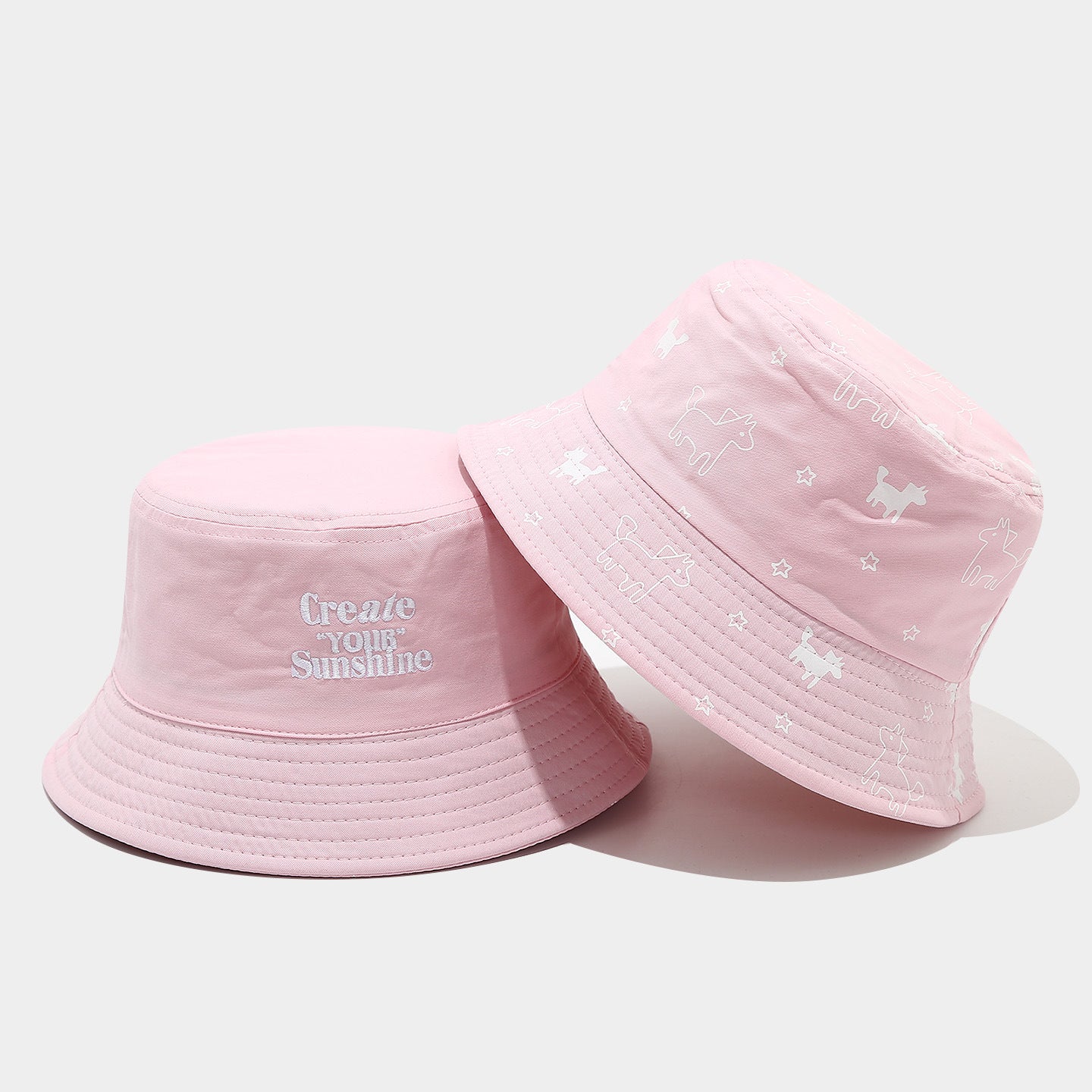 Reversible Dog & Star Bucket Hat | Create Your Sunshine | 2-Sided Wear | Byerclub