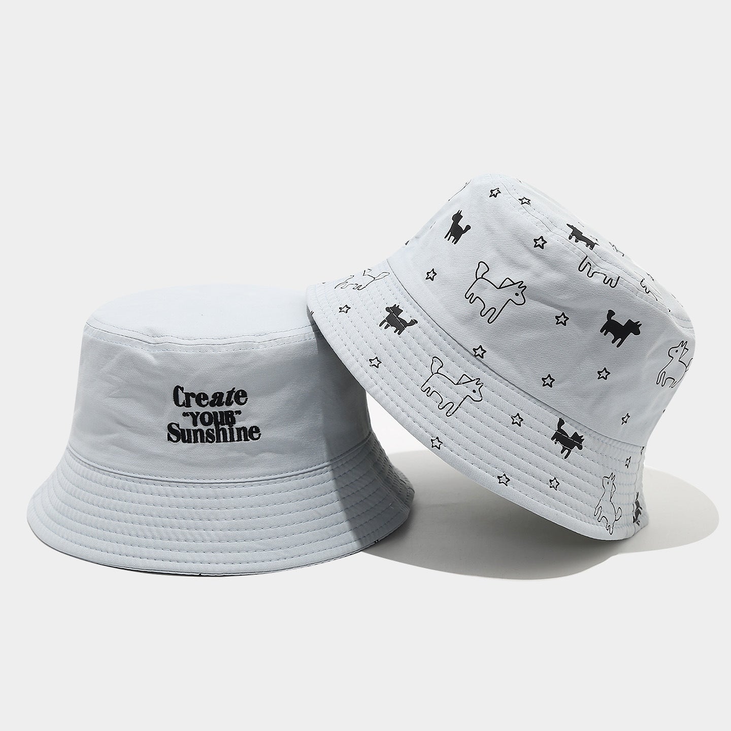 Reversible Dog & Star Bucket Hat | Create Your Sunshine | 2-Sided Wear | Byerclub