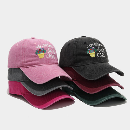 "Garden Hair Don't Care" Washed Dad Cap | Embroidered Gardening Baseball Hat | Vintage Cotton Cap