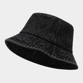 Vintage Washed Denim Bucket Hat – Distressed Woven Texture Fisherman Cap