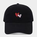 Double Heart Embroidered Washed Dad Cap | Cute Vintage Baseball Hat | Y2K Couple Cap